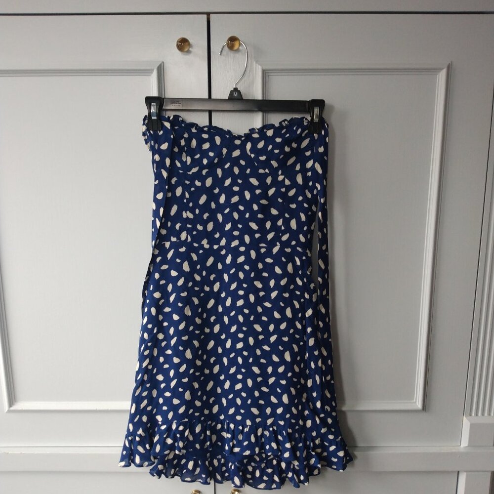 Reformation Blue and White Polka Dot Dress